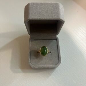 Gold Plated over Sterling Silver Oval Jade Ring